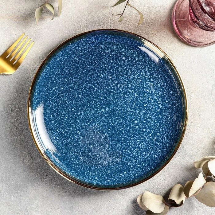 Тарелка керамическая десертная «Ночное небо», d=21 см, цвет синий от компании Интернет - магазин Flap - фото 1