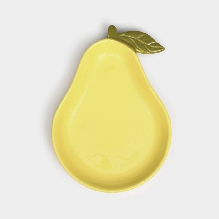 Тарелка керамическая "Груша", плоская, желтая, 22,5 см, 1 сорт, Иран от компании Интернет - магазин Flap - фото 1