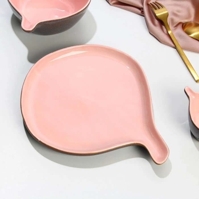 Тарелка керамическая «Инжир», 22.5 х 26.5 см, цвет розовый от компании Интернет - магазин Flap - фото 1
