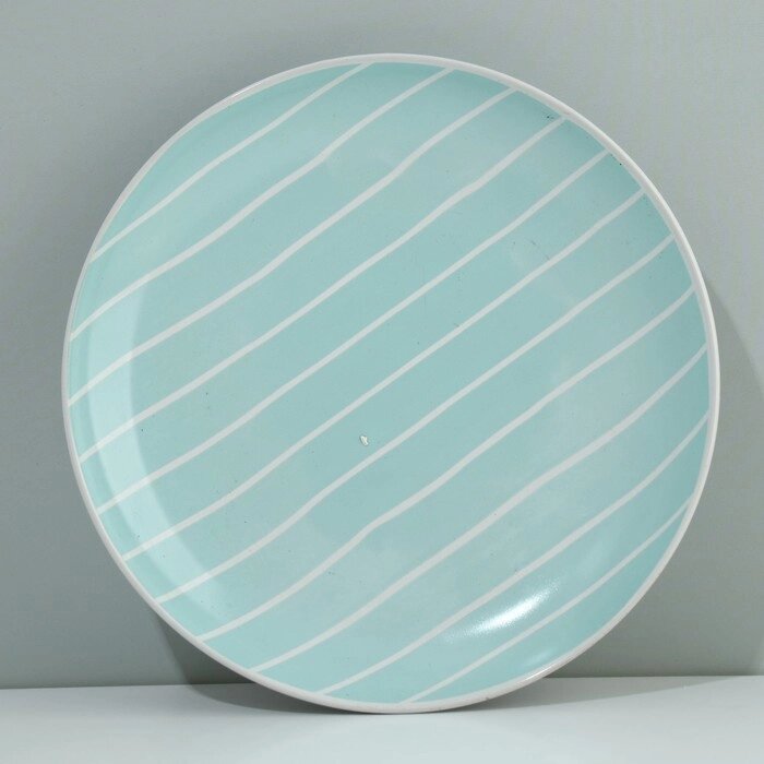 Тарелка керамическая «Линии», 22.5 см, цвет голубой от компании Интернет - магазин Flap - фото 1