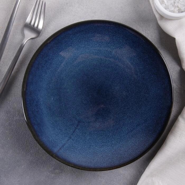 Тарелка керамическая обеденная «Лунная тропа», d=21 см, цвет синий от компании Интернет - магазин Flap - фото 1