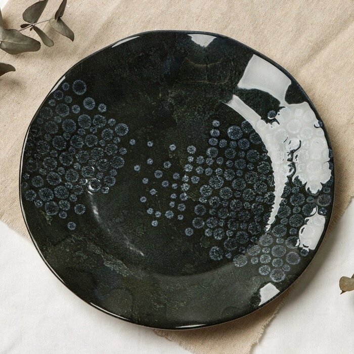Тарелка керамическая «Стоун», 21.5 см, цвет темно-серый от компании Интернет - магазин Flap - фото 1