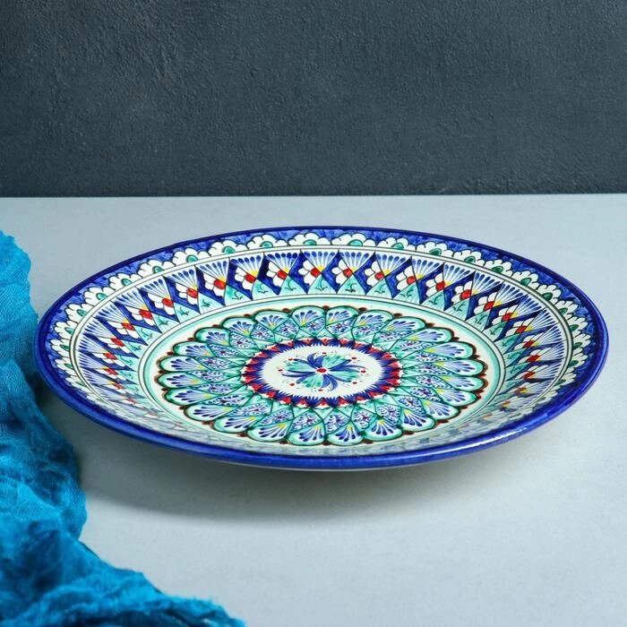 Тарелка Риштанская Керамика "Узоры",  27 см, синяя микс от компании Интернет - магазин Flap - фото 1