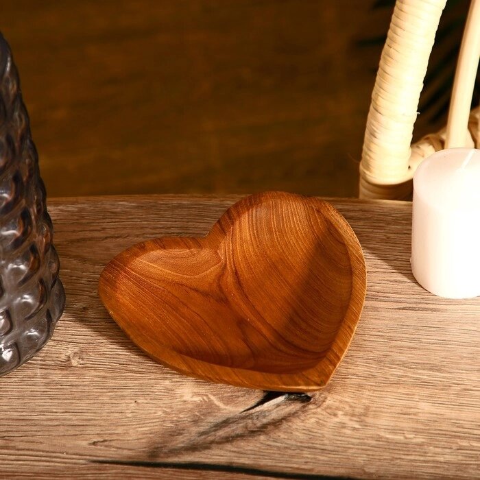 Тарелка "Сердце" 16х16х2 см, тиковое дерево от компании Интернет - магазин Flap - фото 1