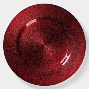 Тарелка стеклянная обеденная Magistro «Карамель. Красный», d=27 см, цвет красный