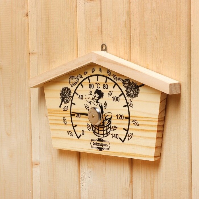 Термометр для бани "Избушка", деревянный, 23 х 12,5 см, Добропаровъ от компании Интернет - магазин Flap - фото 1