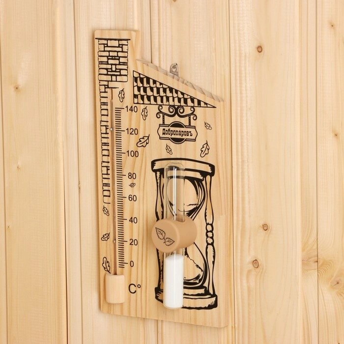 Термометр для бани с песочными часами 15 мин "Дом", деревянный, 28 х 14 см, Добропаровъ от компании Интернет - магазин Flap - фото 1