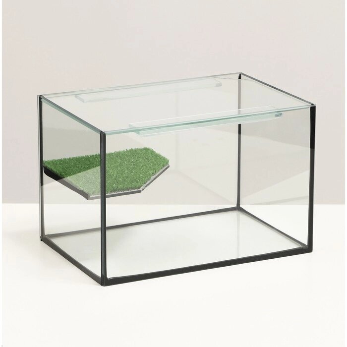Террариум с покровным стеклом и мостиком 12 литров, 30 х 20 х 20 см от компании Интернет - магазин Flap - фото 1