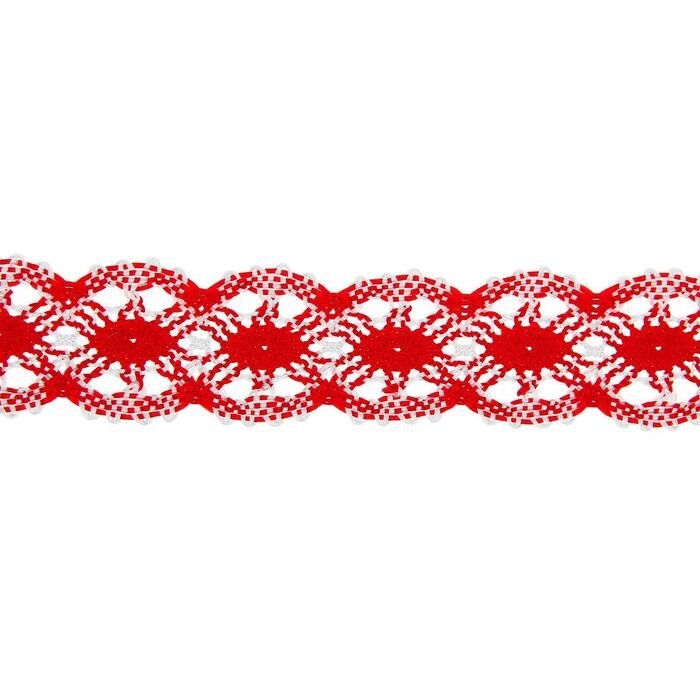 Тесьма плетёная, в рулоне 20 м., красно-белая от компании Интернет - магазин Flap - фото 1
