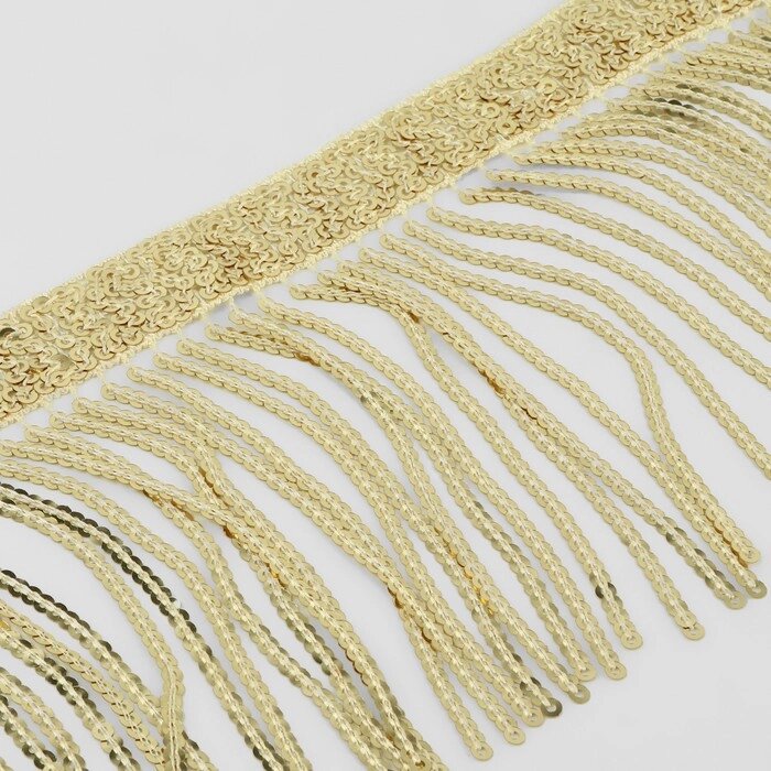 Тесьма с пайетками «Бахрома», d = 3 мм, 10 см, 4,5  0,5 м, цвет золотой от компании Интернет - магазин Flap - фото 1