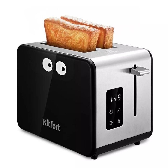 Тостер Kitfort КТ-4094, 870 Вт, 6 режимов прожарки, 2 тоста, серебристо-чёрный от компании Интернет - магазин Flap - фото 1