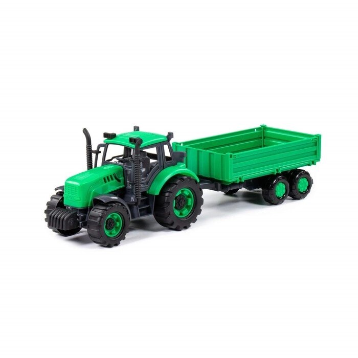 Трактор «Прогресс» с бортовым прицепом, инерционный, цвет зелёный от компании Интернет - магазин Flap - фото 1
