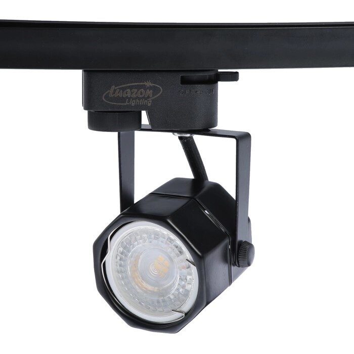 Трековый светильник Luazon Lighting под лампу Gu10, восемь граней, корпус черный от компании Интернет - магазин Flap - фото 1