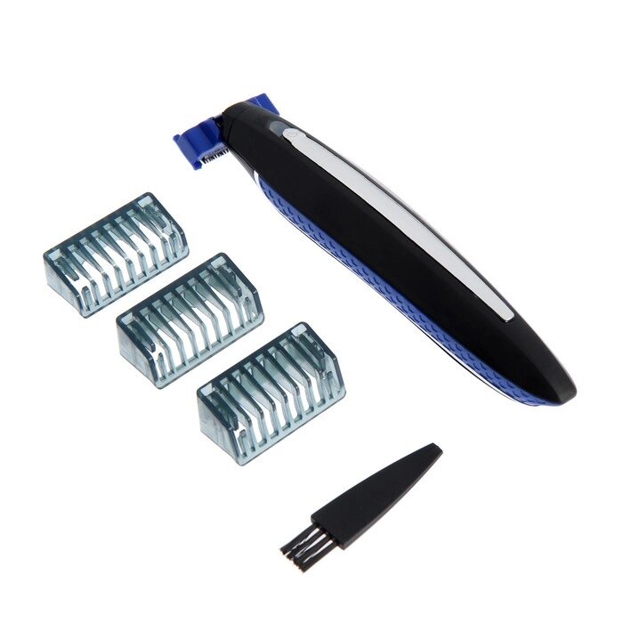 Триммер для волос Luazon LTRI-05, для усов/бороды, 3 насадки, от USB, синий от компании Интернет - магазин Flap - фото 1