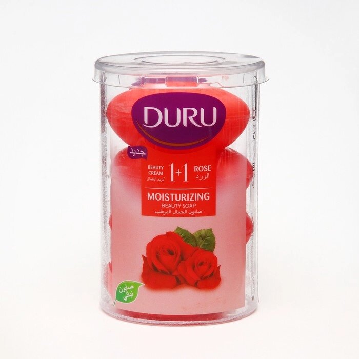 Туалетное крем-мыло DURU 1+1, увлажняющий крем и роза, 4 х 100 г от компании Интернет - магазин Flap - фото 1
