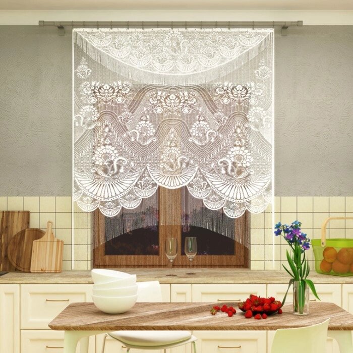 Тюль на кухню 220х170 см, цвет белый, 100% полиэстер от компании Интернет - магазин Flap - фото 1