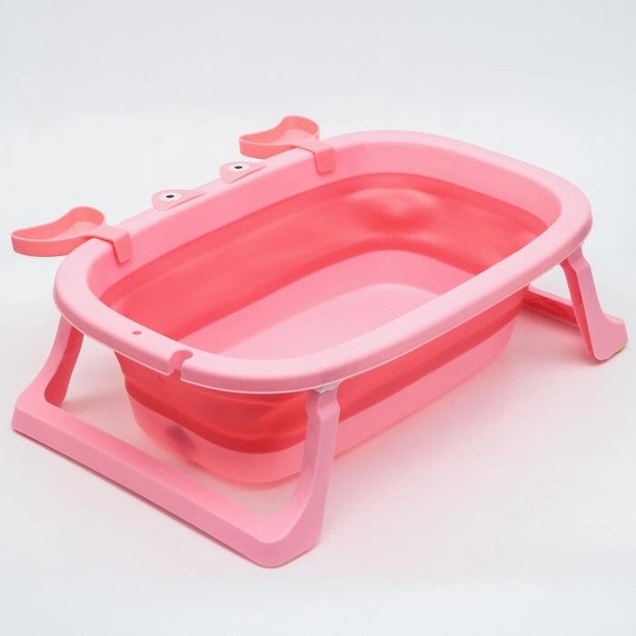 Ванночка детская складная со сливом, «Краб», 67 см., цвет розовый от компании Интернет - магазин Flap - фото 1