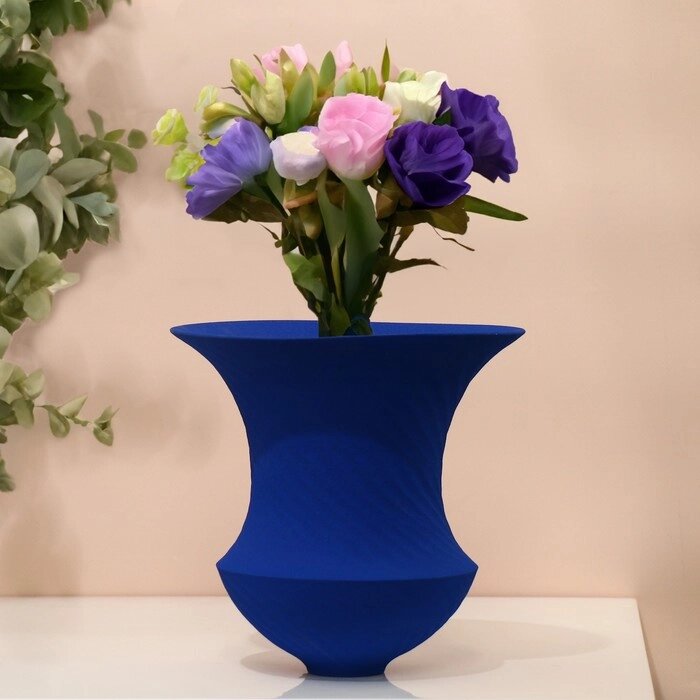 Ваза для цветов декоративная «Деметра» цвет синий 20 х 18 х 18 см от компании Интернет - магазин Flap - фото 1