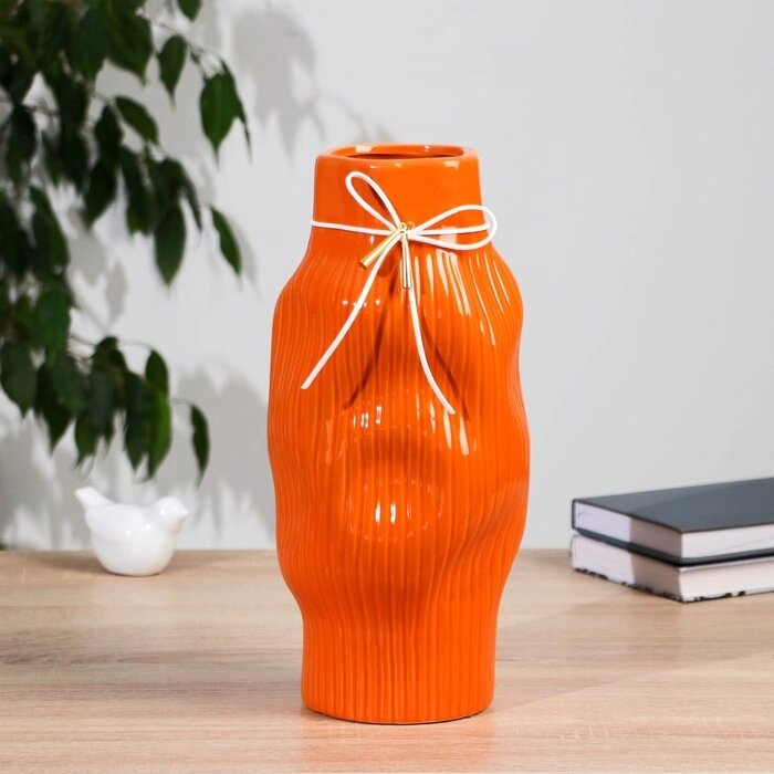 Ваза керамика настольная "Блез" форма, 32 см, оранжевый от компании Интернет - магазин Flap - фото 1