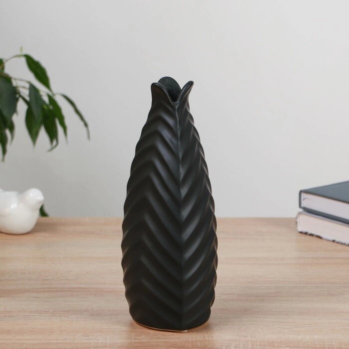 Ваза керамика настольная "Гарнет" 24 см, чёрный от компании Интернет - магазин Flap - фото 1