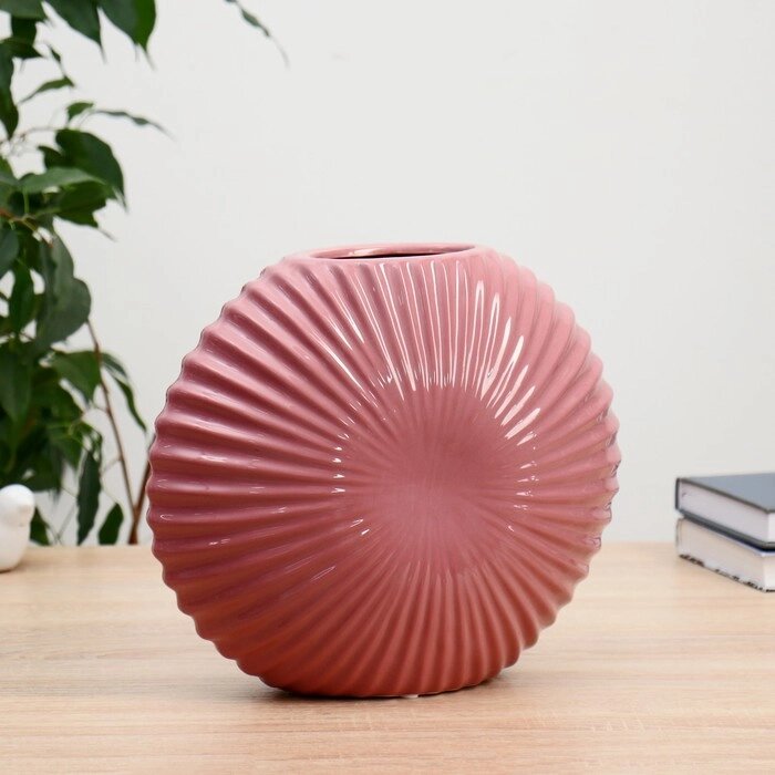 Ваза керамика настольная "Хлоя" h-23 см отв 9х5 см, розовый от компании Интернет - магазин Flap - фото 1