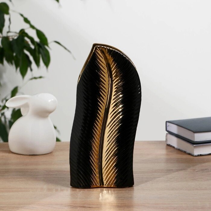 Ваза керамика настольная "Кэнди" изгиб, 25 см, чёрный от компании Интернет - магазин Flap - фото 1