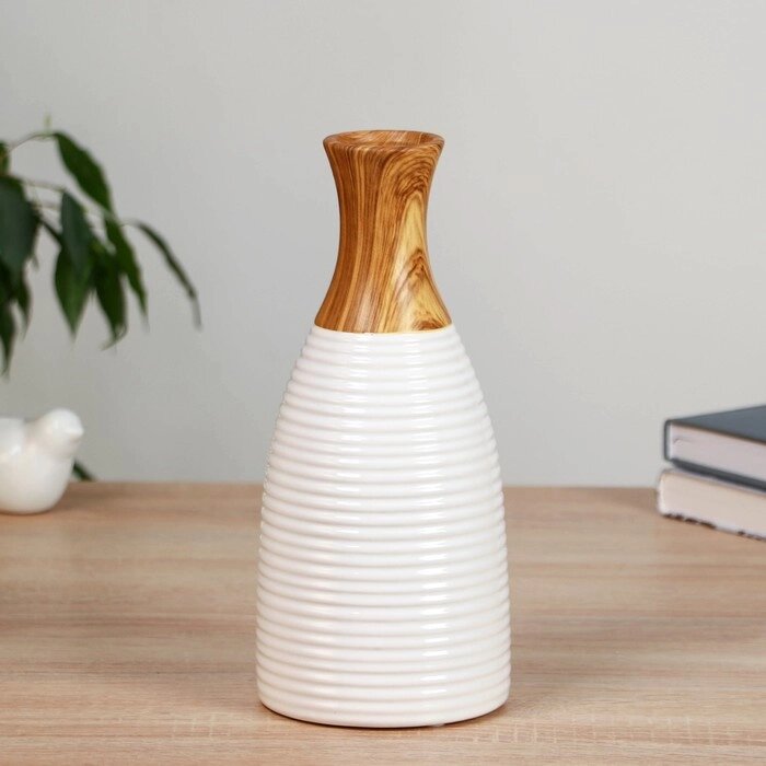 Ваза керамика настольная "Клетис" бутыль, 25 см, белый от компании Интернет - магазин Flap - фото 1