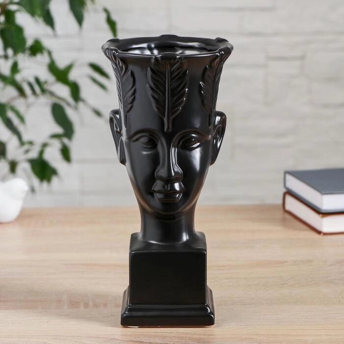 Ваза керамика "Нефертити" 12х25 см, чёрный от компании Интернет - магазин Flap - фото 1