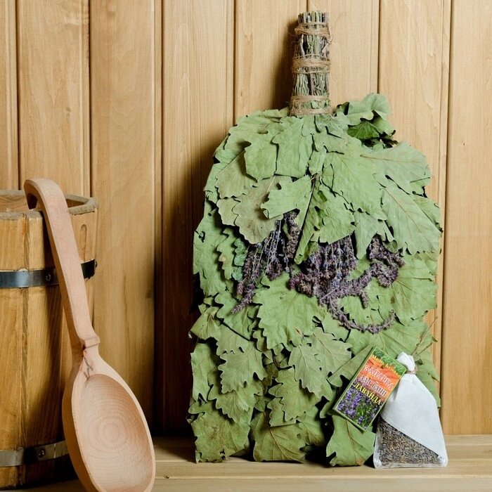 Веник для бани дубовый "Лавандовый прованс" с лавандой, в индивидуальной упаковке от компании Интернет - магазин Flap - фото 1