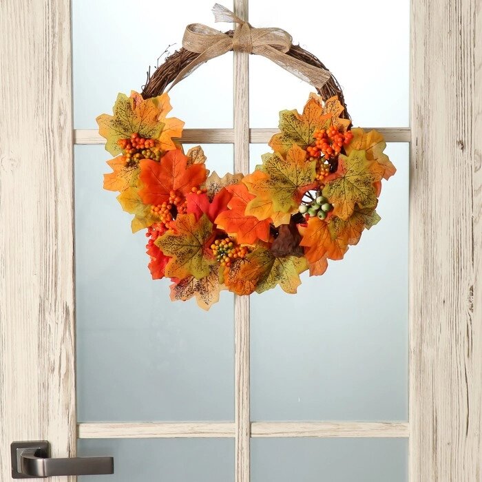 Венок на дверь интерьерный "Осенние листья" 45х3,5х37 см от компании Интернет - магазин Flap - фото 1