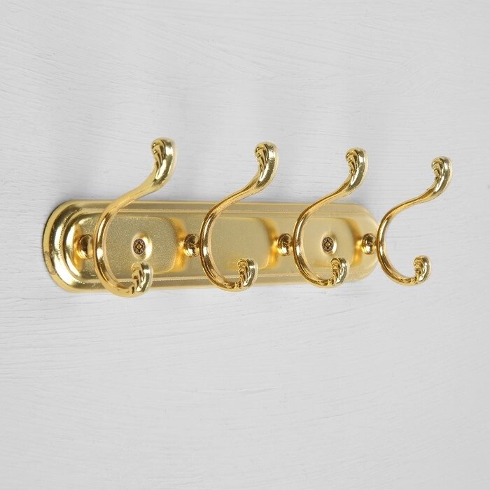 Вешалка ТУНДРА TVF001, металлическая, четырехрожковая, цвет золото от компании Интернет - магазин Flap - фото 1
