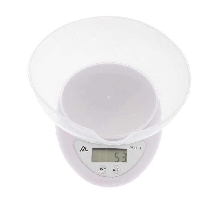 Весы кухонные Luazon LVK-706, электронные, с чашей, до 5 кг, белые от компании Интернет - магазин Flap - фото 1