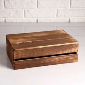 Ящик деревянный 302010 см подарочный с реечной крышкой, брашированный