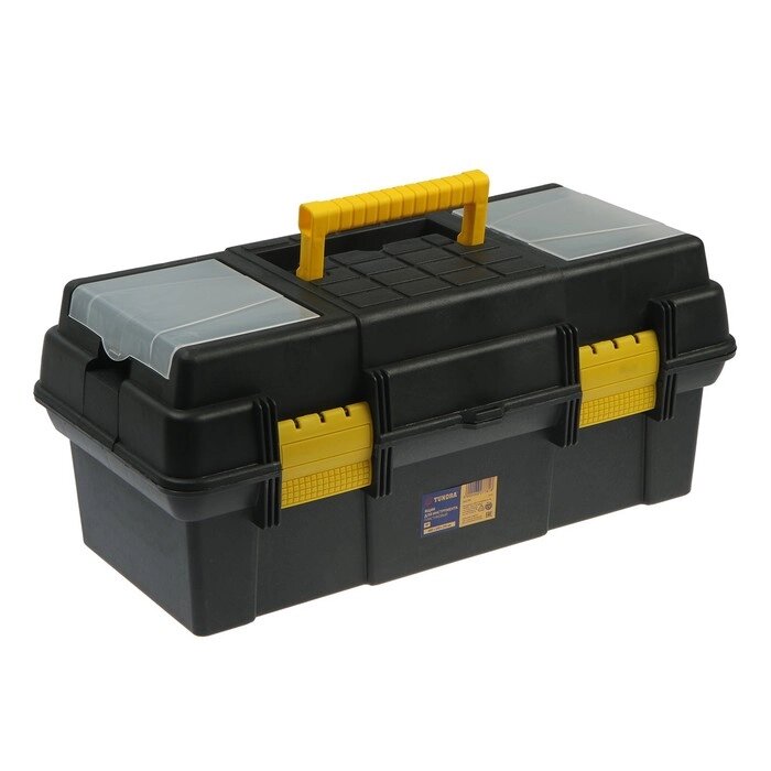 Ящик для инструмента ТУНДРА, 19", 490 х 245 х 215 мм, пластиковый, лоток, два органайзера от компании Интернет - магазин Flap - фото 1