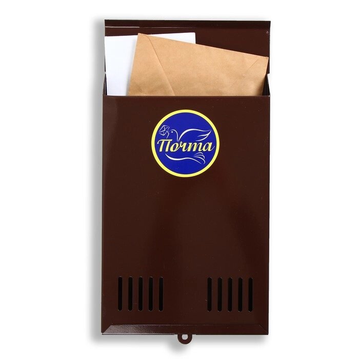 Ящик почтовый без замка (с петлёй), вертикальный, коричневый от компании Интернет - магазин Flap - фото 1