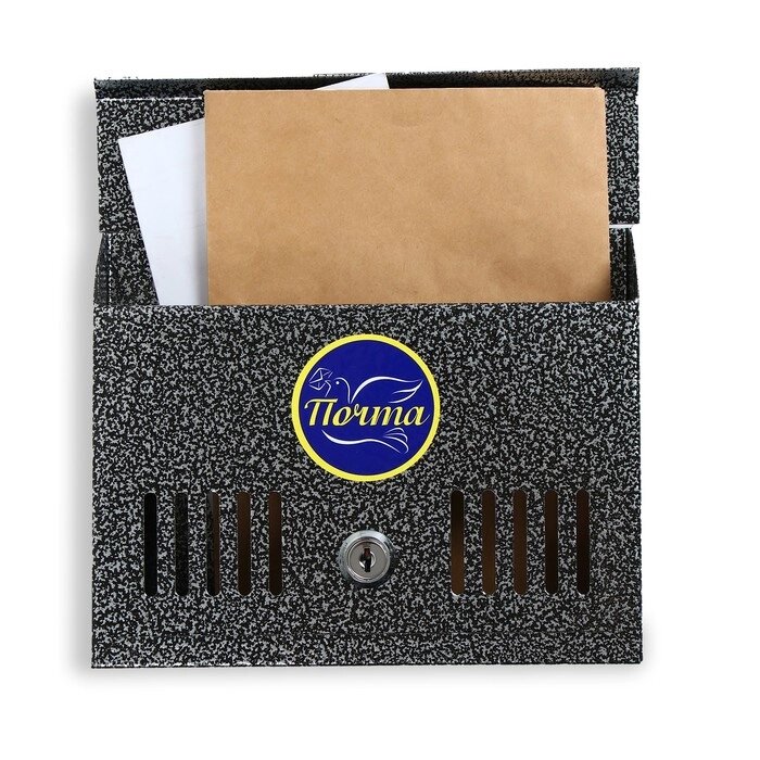 Ящик почтовый с замком, горизонтальный «Мини», серебристый от компании Интернет - магазин Flap - фото 1