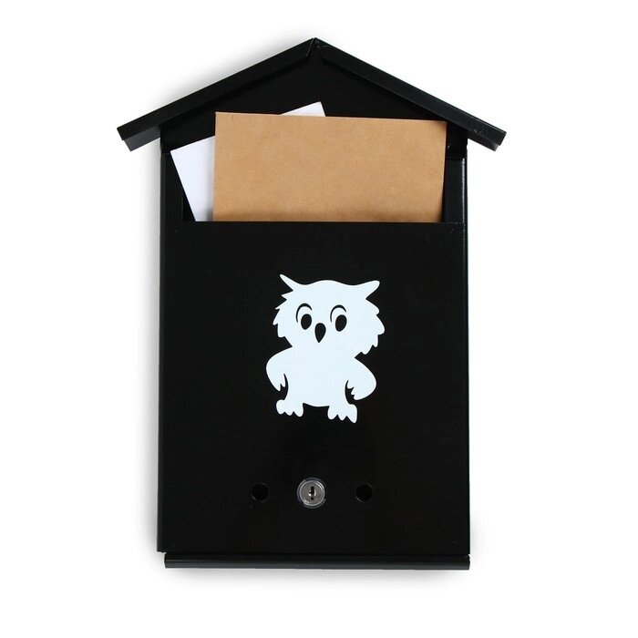 Ящик почтовый с замком, вертикальный, «Домик», чёрный от компании Интернет - магазин Flap - фото 1
