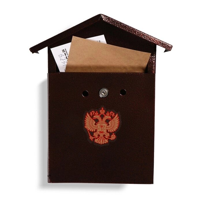 Ящик почтовый с замком, вертикальный, «Домик-Элит», коричневый от компании Интернет - магазин Flap - фото 1