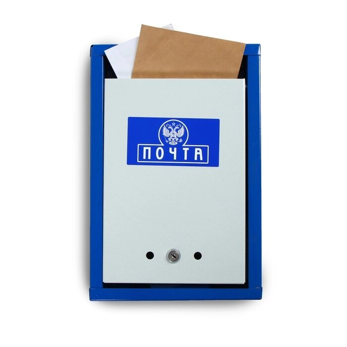 Ящик почтовый с замком, вертикальный «Герб», синий от компании Интернет - магазин Flap - фото 1