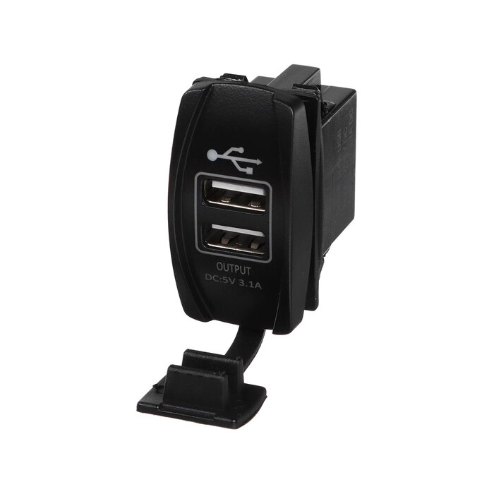 Зарядное устройство, 12-24 В, 2 USB, 3.1 А, черный от компании Интернет - магазин Flap - фото 1