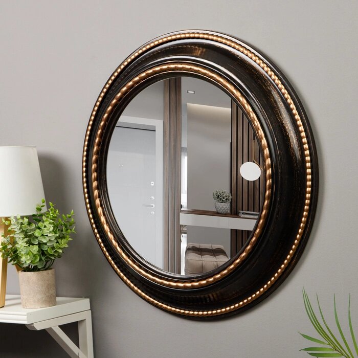 Зеркало интерьерное, настенное, D=60 см, черный с бронзой от компании Интернет - магазин Flap - фото 1