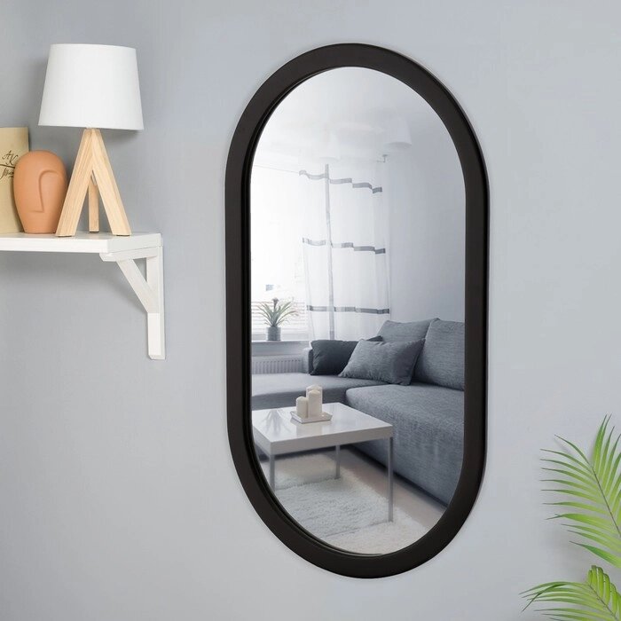 Зеркало "Капсула", 80 х 45 см, в черной раме от компании Интернет - магазин Flap - фото 1