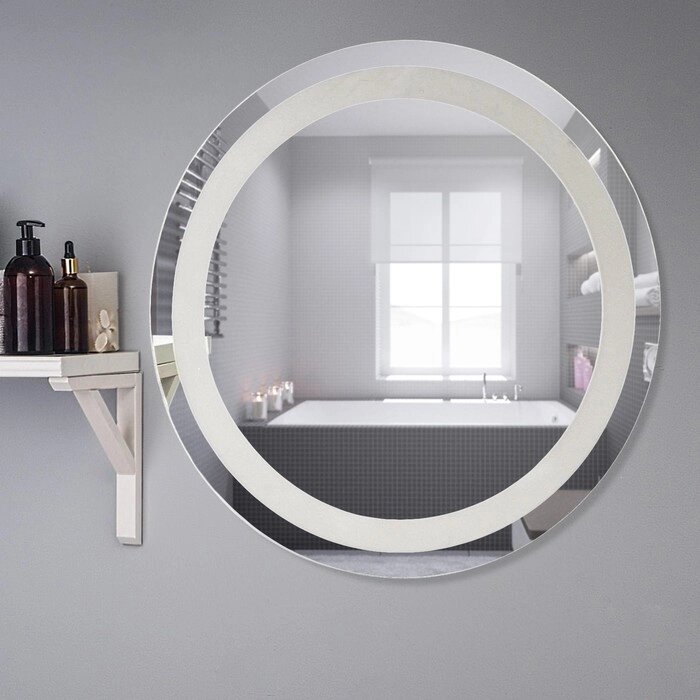 Зеркало круглое, D= 65 см с 2 пластинами, с пескоструйной графикой от компании Интернет - магазин Flap - фото 1