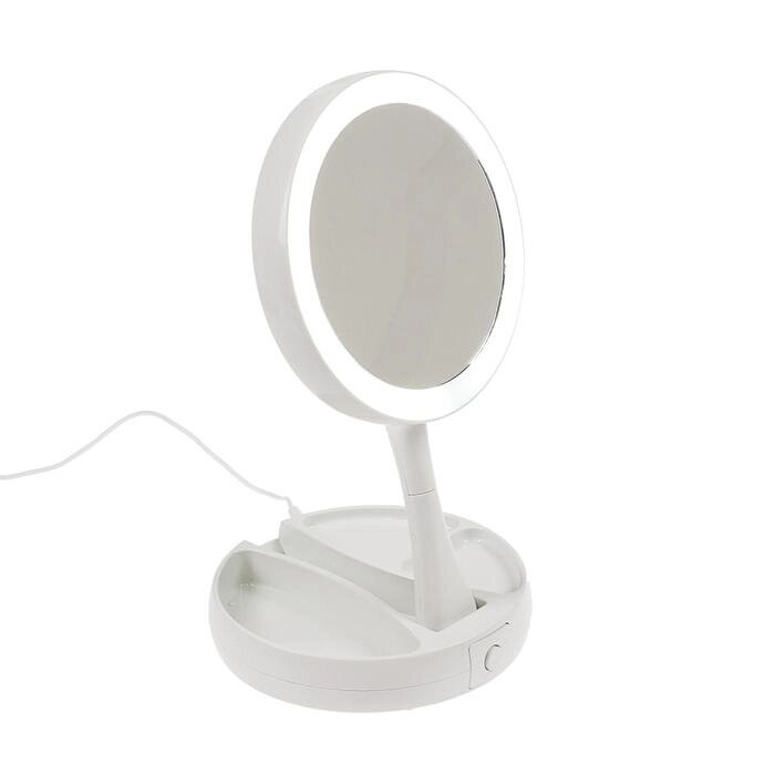 Зеркало Luazon KZ-09, подсветка, настольное, 30  16  16 см, увеличение х 10, USB, белое от компании Интернет - магазин Flap - фото 1