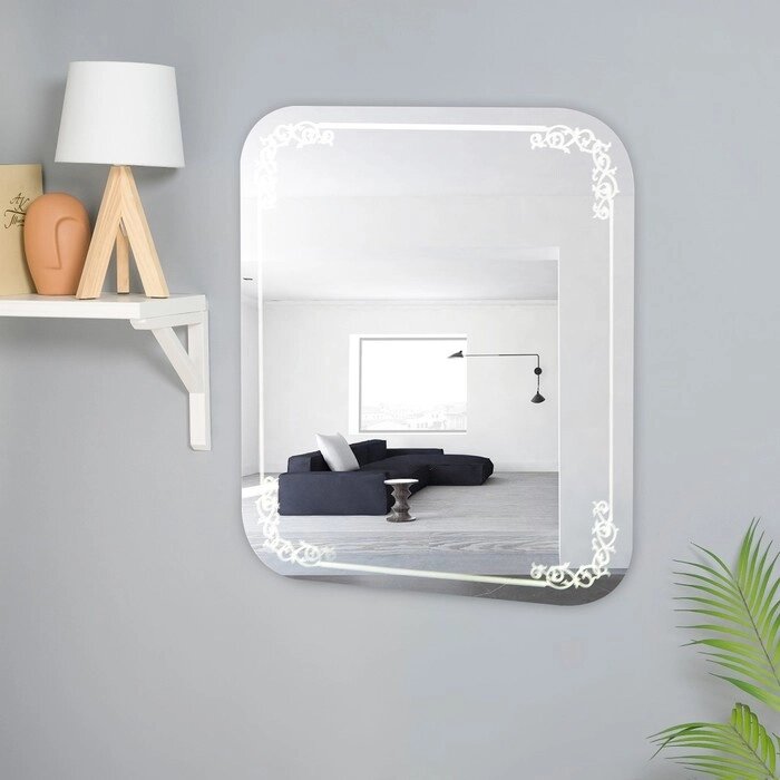 Зеркало настенное, 60 х 50 см,  с пескоструйным рисунком от компании Интернет - магазин Flap - фото 1