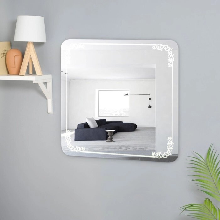 Зеркало настенное, 600 х 600 мм,  с пескоструйным рисунком от компании Интернет - магазин Flap - фото 1