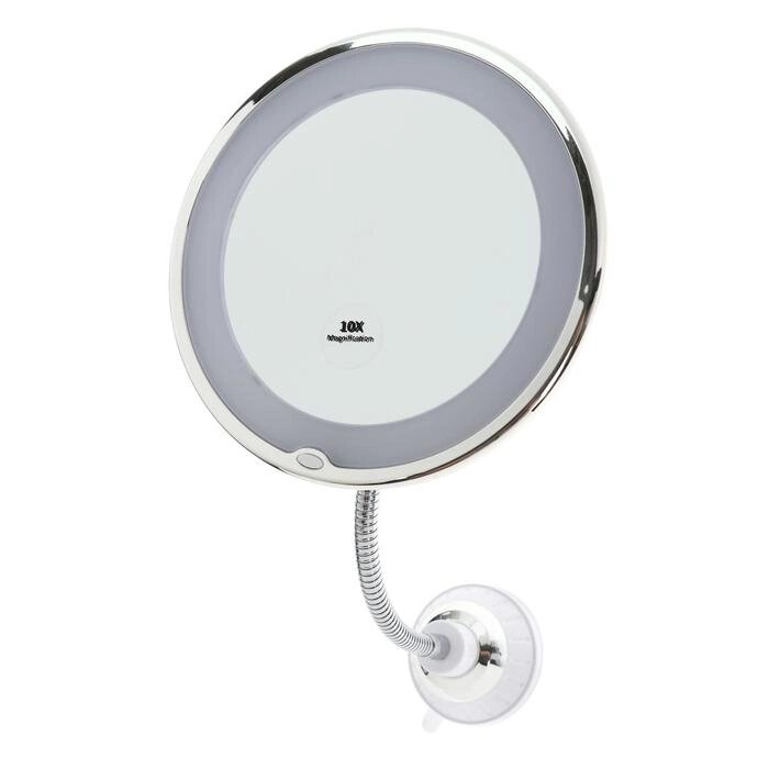 Зеркало настенное KZ-13, косметическое, подсветка, 14 диодов, 3хААА, вращение на 360 от компании Интернет - магазин Flap - фото 1