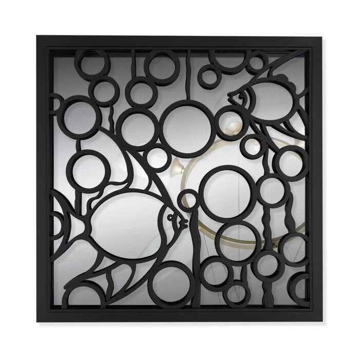 Зеркало настенное «Рыбка», зеркальная поверхность 34,5  34,5 см, цвет чёрный от компании Интернет - магазин Flap - фото 1
