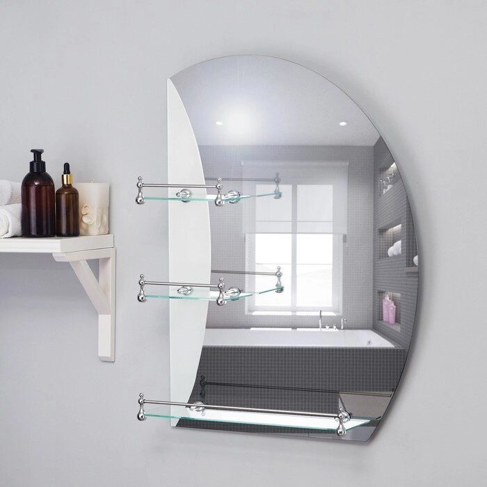 Зеркало, настенное, с пескоструйной графикой, с полочками, 5070 см от компании Интернет - магазин Flap - фото 1