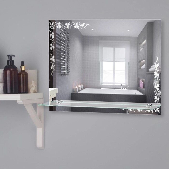Зеркало, настенное, с полочкой, 6045 см от компании Интернет - магазин Flap - фото 1